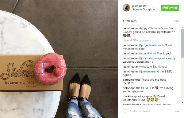 Жасмин Стар обнаружила любовь своих поклонников, когда она публикует пончики в Instagram.