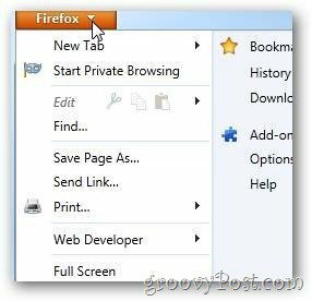 Firefox Arrow открытые опции