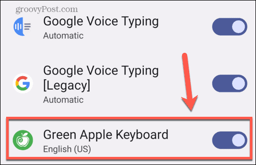 андроид включить клавиатуру зеленого яблока