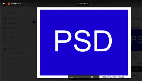 Открытие PSD-файла в Google Диске