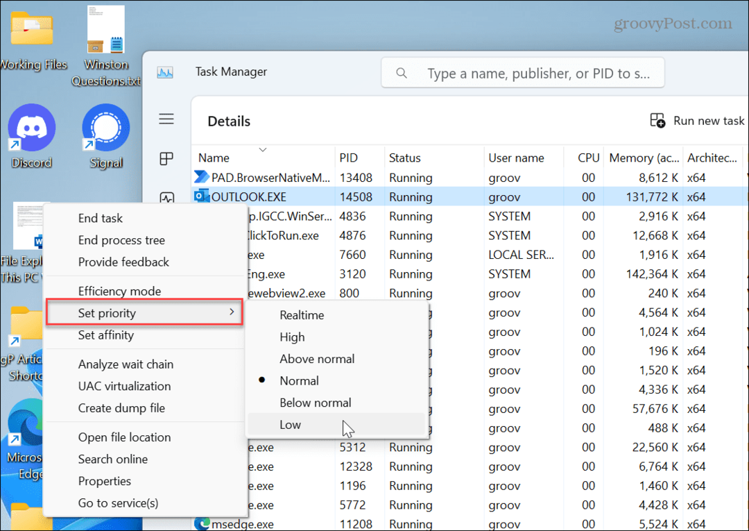Использование ЦП приложения в Windows 11