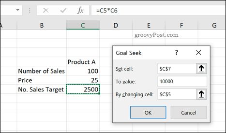 Инструмент поиска цели Excel
