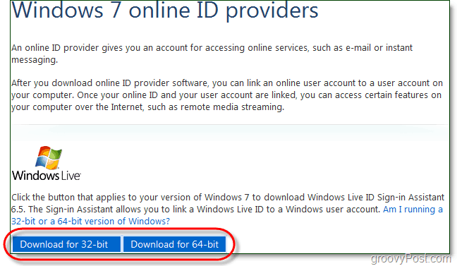 скачать Windows 7 Live ID войти в помощник