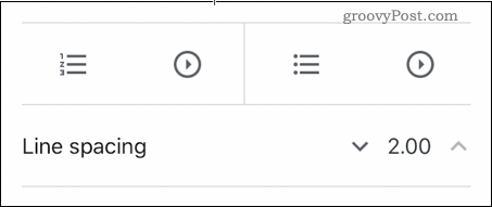 Установка межстрочного интервала Google Документов на два