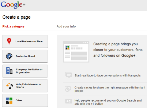 Страницы Google+ - Создайте страницу