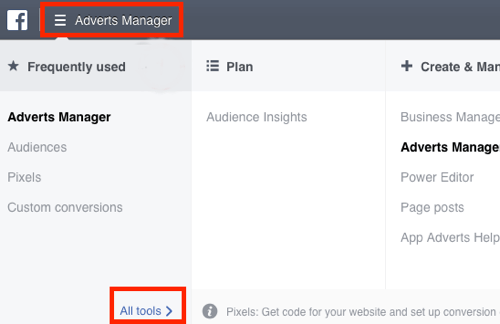 Перейдите на панель управления Pixels в вашем Facebook Ads Manager.