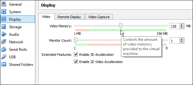 Установить видео RAM