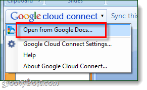 Google Cloud Connect открыть меню - через блог googledocs