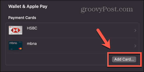 Apple Pay добавить карту Mac