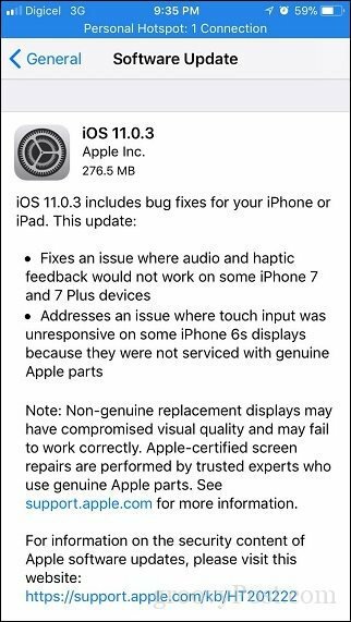 Apple iOS 11.0.3 - Apple выпустила очередное небольшое обновление для iPhone и iPad