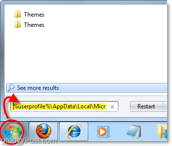 Загрузите папку с темой в вашем appdate и используйте расположение профиля в Windows 7