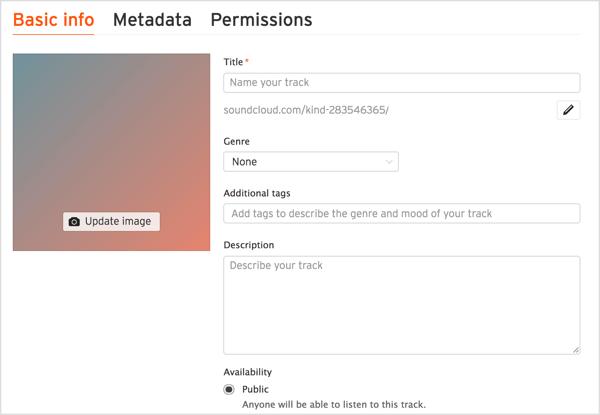 Добавьте название и описание для своего трека, выберите жанр и включите соответствующие теги в SoundCloud.