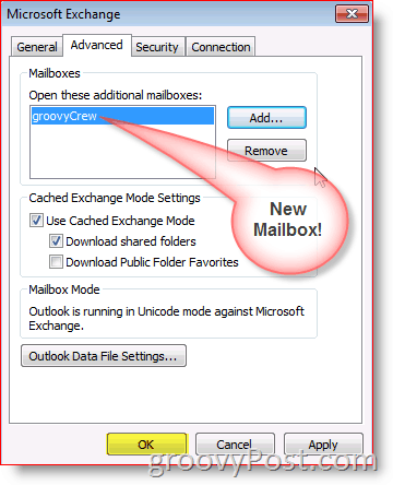 Снимок экрана Outlook 2010: дополнительная вкладка «Почтовый ящик»