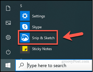 Запуск Snip и Sketch в Windows
