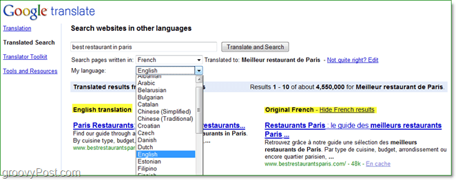искать интернет-страницы на разных языках и читать их по-своему, используя переведенный serach от Google