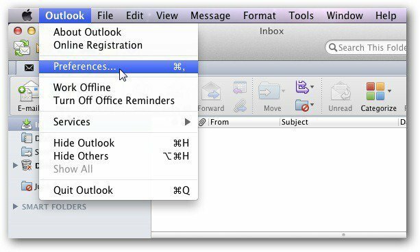Настройки Outlook Mac