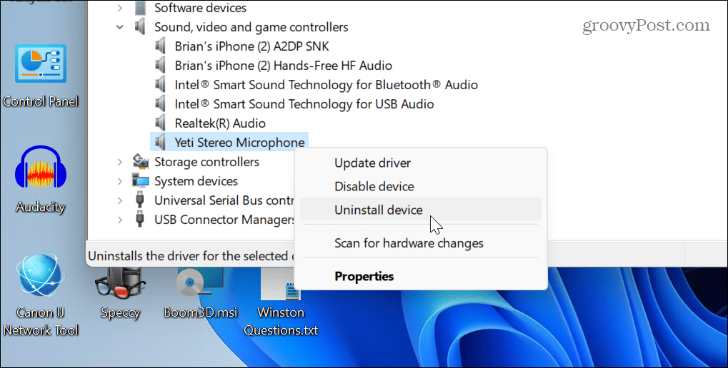 Сбросить настройки звука в Windows 11