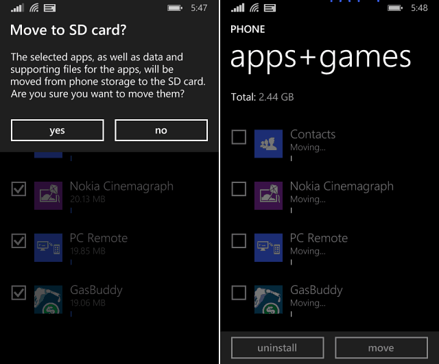 Совет для Windows Phone 8.1: перенос приложений и игр на SD-карту
