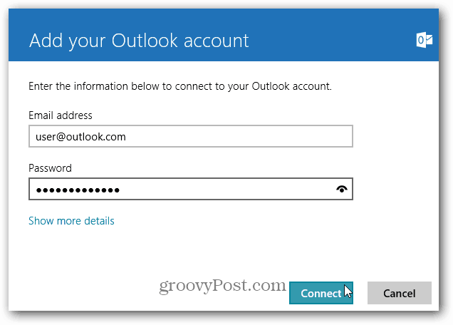 Добавьте свой адрес Outlook.com к почте Windows 8