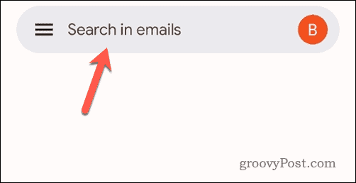 Коснитесь панели поиска в мобильном Gmail.
