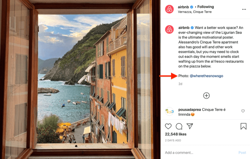 Репост изображения Instagram от @airbnb с кредитом изображения на @wherethesnowsgo, как запрошено на изображении выше