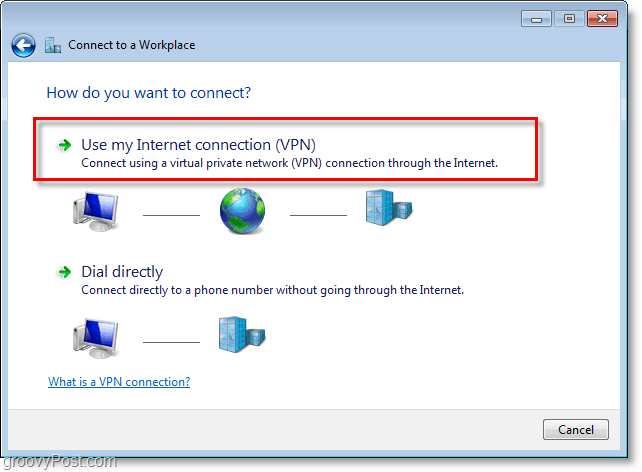 использовать мое интернет-соединение VPN в Windows 7