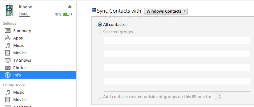 синхронизировать контакты iphone с контактами windows, используя itunes