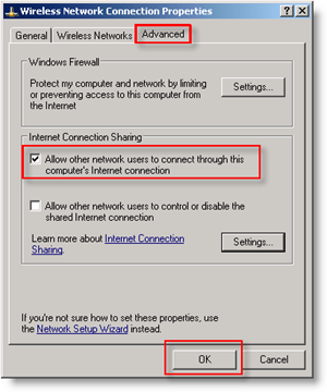 Инструкции по настройке сетевого подключения виртуального ПК с использованием беспроводной карты и адаптера обратной связи