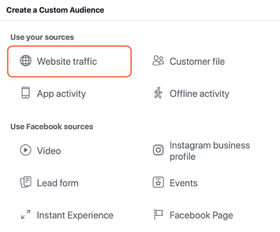 Как создать охват в Facebook, пример настройки аудитории посещаемости сайта для рекламы