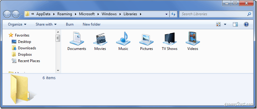 Как изменить значок библиотеки Windows 7