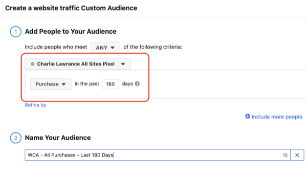 Создайте аудиторию, похожую на Facebook, шаг 2.