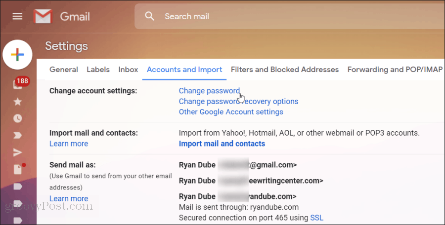 сброс пароля Gmail