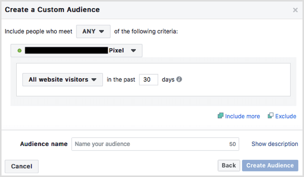 Facebook создать индивидуальную аудиторию сайта