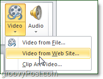 Опция видео с веб-сайта в PowerPoint 2010
