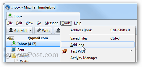 инструменты Thunderbird> дополнения