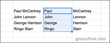 Заполненные данные в Google Sheets