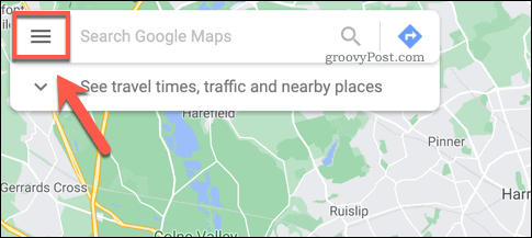 Значок меню гамбургера Google Maps