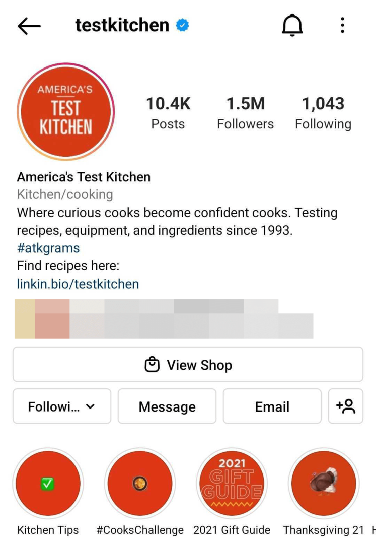 изображение бизнес-профиля Instagram, оптимизированное для поиска