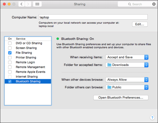 Совместное использование Bluetooth на Mac
