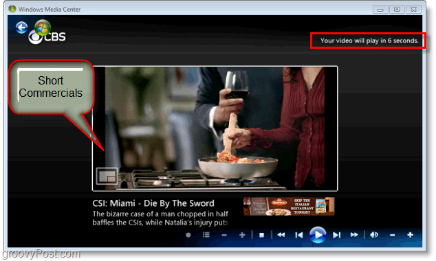 Windows 7 Media Center - наслаждайтесь короткой рекламой