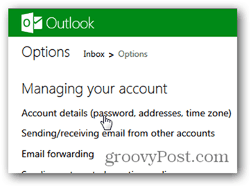 смените пароль outlook.com - нажмите детали аккаунта