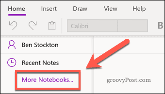 Значок меню OneNote More Notebooks