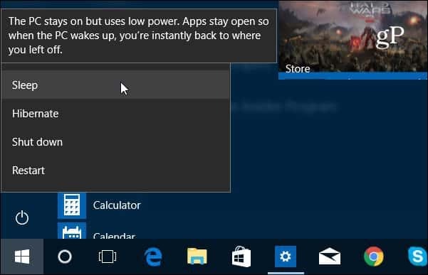 Завершение работы Windows 10, перезагрузка, спящий режим и режим сна
