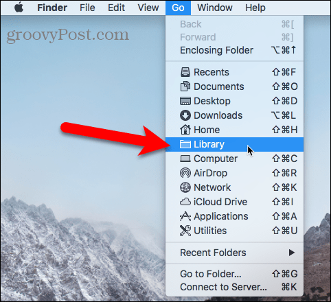 Доступ к папке «Библиотека» с помощью меню «Перейти» в Finder на Mac