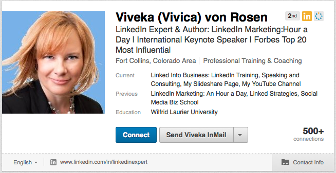 профиль аккаунта viveka von rosen linkedin
