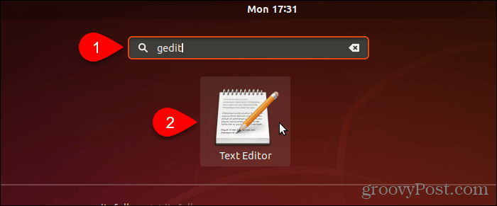 Ищите и открывайте gedit в Ubuntu