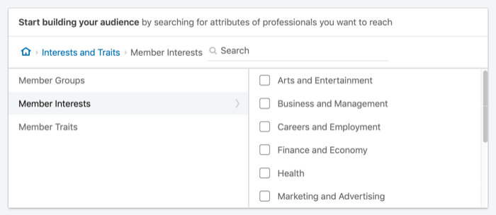 таргетинг рекламы LinkedIn по интересам участников