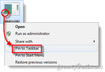 закрепить исполняемый файл на панели задач Windows 7
