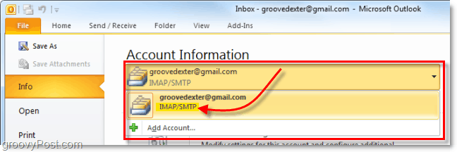 подтвердить, что аккаунт был добавлен в Outlook 2010