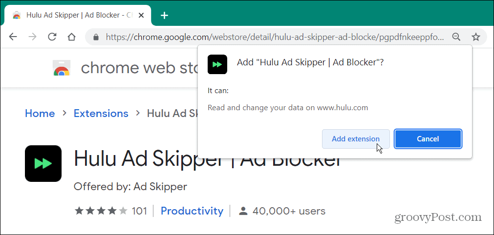 Расширение Hulu Ad-Block